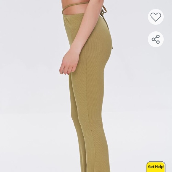 Ribbed Knit Self-Tie Flare Pants - Picture 6 of 6